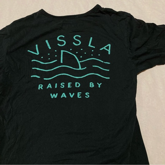 VISSLA 100% Cotton Black Short Sleeve Vintage Wash Tee | Faint Staining - Picture 2 of 9